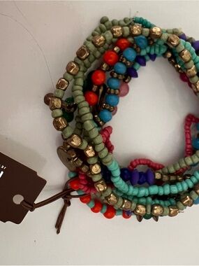 Colorful Beaded Wrap Bracelet - Multi Green Accent